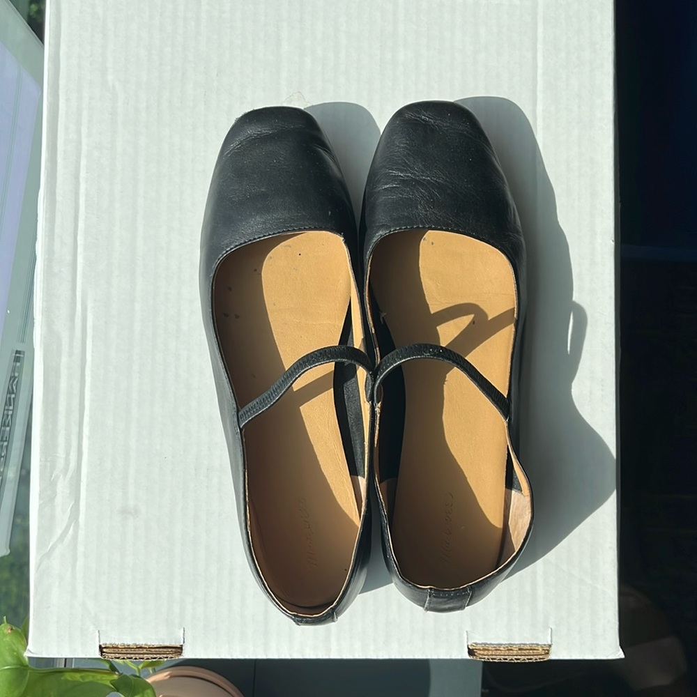 Madewell Black Leather Mary Jane Flats